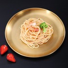 Stainless Steel Plate Golden Metal Round Dinner Dishes Plate Reusable Rustproof