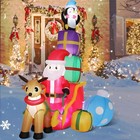 6 Ft Christmas Inflatable Santa Claus W build-in Led Lights  Penguin  Gift Boxes
