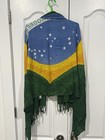Brazil Flag Scarf Wrap W  Fringe Green Yellow Blue  ordem E Progresso 
