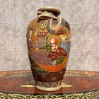 Satsuma 12 2 Inch Vase Flower Dragon Antique Japanese Buddhism Jar Pot