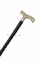Vintage Style Black Twisted Wooden Walking Cane Stick Silver Brass Handle