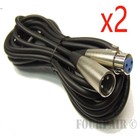 2x 10ft Shielded 3-pin Xlr Extension Microphone Mic Audio Cable Cord Male Female