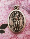 Saint St  Christopher - Land Sea   Air - Ox Silver Tone Italian 1 Inch Medal Ra