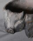 Antique Rare Pig Effigy Treen Bowl Wooden Hand Carved 19th Century Painted Bear