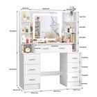 Large Vanity Makeup Table Set Dressing Desk With Led Lighted Mirror   7 Drawers