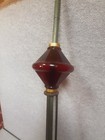 Antique Ruby Red Glass Ornament Lightning Rod With Brass Collars 53 5  