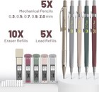 Mechanical Pencil Set With Leads And Eraser Refills 5 Sizes - 0 3  0 5  0 7  0 9