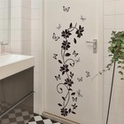 Black Flower Vine Butterfly Wall Stickers   Simplicity Floral Art Wall Decals