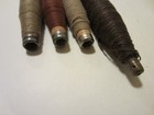  4  Vintage Wooden Thread Spools With Yarn
