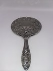 Heavy Victorian Silver Plated Ornate Rose Patten Vanity Hand Mirror 1930 s 9 5   