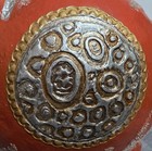 Rare Vintage Mcm Chalkware Pig Ornate Metallic Medallion Pig Large Piggybank Euc