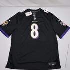 Nwt Nike Baltimore Ravens Lamar Jackson  8 Black Mens Game Jersey Size 2xl