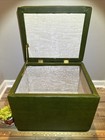 Vtg Mcm Square Avocado Green Vinyl Ottoman Hinged Mid Century Trunk Footstool