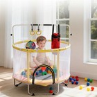 54 Inch Kids Toddler Trampoline With Safety Net Basketball Hoop Boxing Bag
