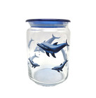 Blue Dolphins Glass Lidded Jar Storage Apothecary Candy Trinket