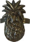 Vintage Brass Pineapple Napkin Rings Tropical Bronze Heavy Grandmacore Set Of 6