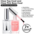 Clear Nail Polish Base Top Coat  Sheer Pink Tinted Base Coat   Shine No Wipe Top