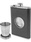 Shot Flask - 8oz Hip Flask With Built In Collapsible Stainless Steel Shot Glass