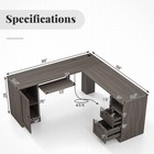L-shaped Corner Computer Desk Writing Table Study Workstation W  Drawers Storage