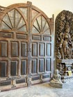 Huge Antique Authentic Door Brass Cladded Carved Farmhouse Entry Doors 118x92