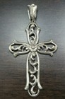 Beautiful Ornate Vintage Mid-century German   Austrian 800 Silver Cross Pendant