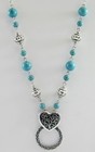 New Eyeglass   Id Badge Holder Necklace Lanyard With Turquiose Beads  z2009