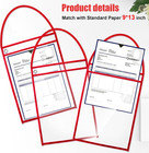 Geyee 50 Pack Job Ticket Holders Work Order Plastic Sleeves red   9x12  Shop Tic