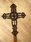 Vintage Cast Iron Cross Wall Hanging 11 1 2    Tall