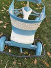 Vintage 1940   s Taylor Tot Baby Walker Scooter Buggy Blue White W wheel Fenders 