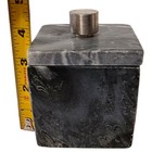 Marble Natural Stone Bathroom Storage Container Canister Silver Tone Handle Gray