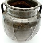 Antique 19thc Asian Brown Glazed Stoneware Jar Cross Hatch Estate