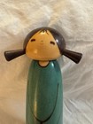 Rare Vintage Japanese Wooden Carved Kokeshi Doll With Pigtails  Artist Stamp