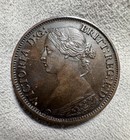 1861 1 2 Cent Nova Scotia Canada Bronze Dark Chocolate Au  Coin Km 1