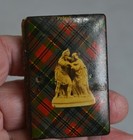 Antique Tartan Sewing Needle Book Tartanware Red Green Plaid 19th C Original 