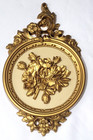Vintage Syroco Mcm 1977 Floral Gold Wall Plaque Decor 13  Set Of 2 Rose Flowers