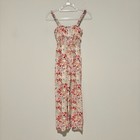 Mi Ami Floral Smocked Wide Leg Jumpsuit White Pink Girl s Size 12