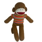 Dan Dee Collector   s Choice Sock Monkey Plush Doll 19    Brown Knit Striped Shirt