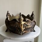 Ornate Antique French Gilt Brass Tray Centerpiece Art Nouveau Cherub Ornate Dish