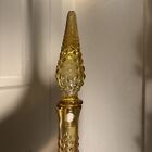 Vintage Mcm Empoli Genie Bottle Hobnail Bubble Amber Glass 14    With Stopper Read