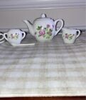 Vintage Porcelain Child   s Rose Pattern Miniature Tea Set 12 Piece