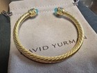 Newdavid Yurmandrmangenderless spiral Silver Green Stone Bracelet M 7 5 
