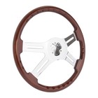4 Spoke 3 Hole Steering Wheel 18  Wood For Freightliner Kenworth Semi-truck