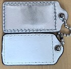 Coach 2 Piece Set Silver   White Metallic Key Ring Ball Chain Fob Purse Charm 
