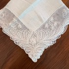 Vtg New White Linen Hand Knotted Lace Handkerchief Wedding Bride Excellent Cond 