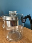 Pyrex Flameware Coffee Pot Percolator With Bakelite Handle And Metal Ring 6-9 C 