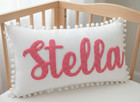 Baby Girl Name Pillow  Custom Embroidered Punch Needle Cushion For Nursery Decor