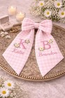Embroidered Custom Initial Daisy Floral Bouquet Sash  Monogram Couple Sash Bow