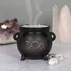 Green Tree Triple Moon Cauldron Incense Holder  Black Regular