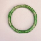 57mm Id Natural 100  Apple Green Carved Jadeite Jade Bangle Bracelet Certified