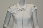 New Chanel Suit White Jacket   Skirt Blazer Cotton Tweed Cc Gold Buttons Zip 36
